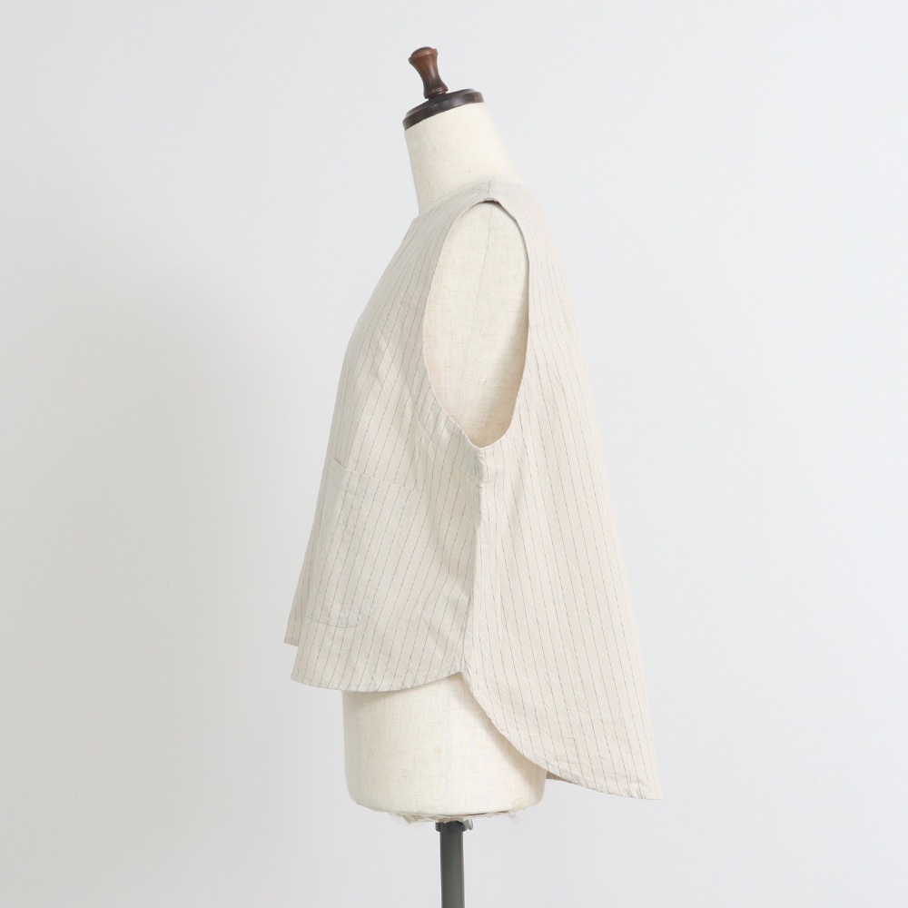 NARU(ナル) コットンクロスストライプワッシャー ラウンドベスト 670837