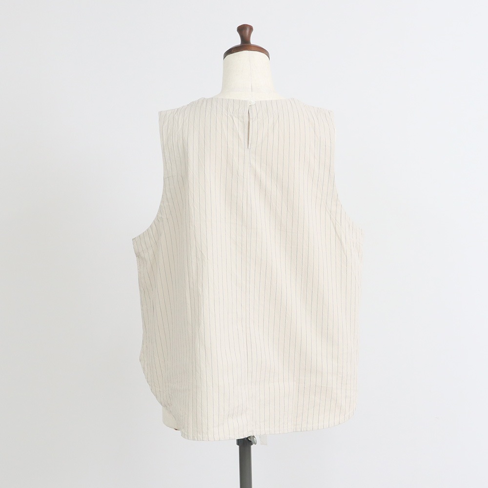 NARU(ナル) コットンクロスストライプワッシャー ラウンドベスト 670837