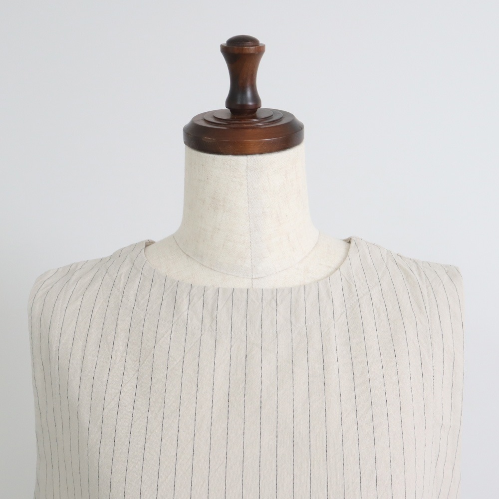 NARU(ナル) コットンクロスストライプワッシャー ラウンドベスト 670837