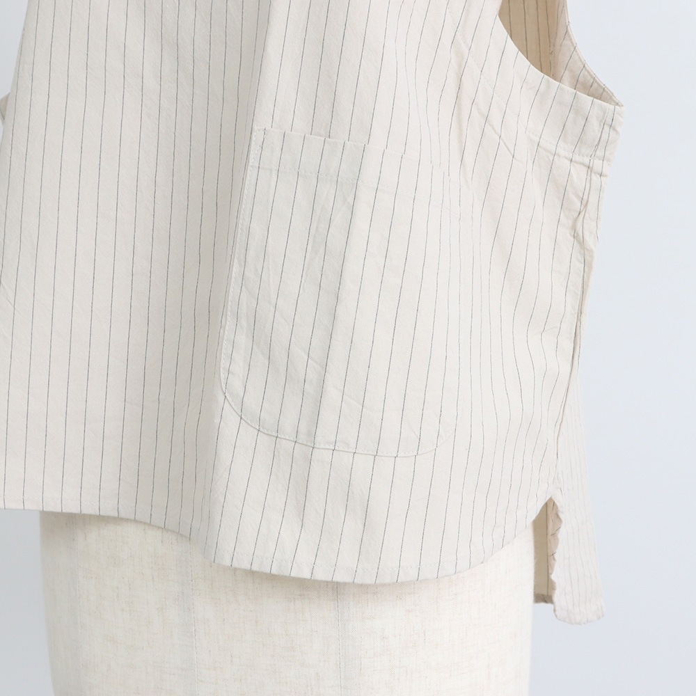 NARU(ナル) コットンクロスストライプワッシャー ラウンドベスト 670837