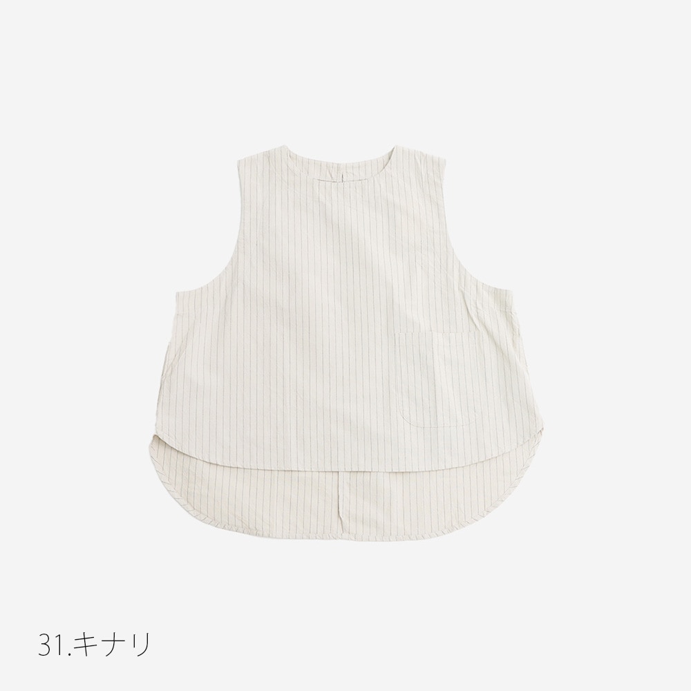 NARU(ナル) コットンクロスストライプワッシャー ラウンドベスト 670837
