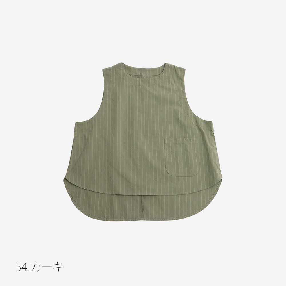 NARU(ナル) コットンクロスストライプワッシャー ラウンドベスト 670837