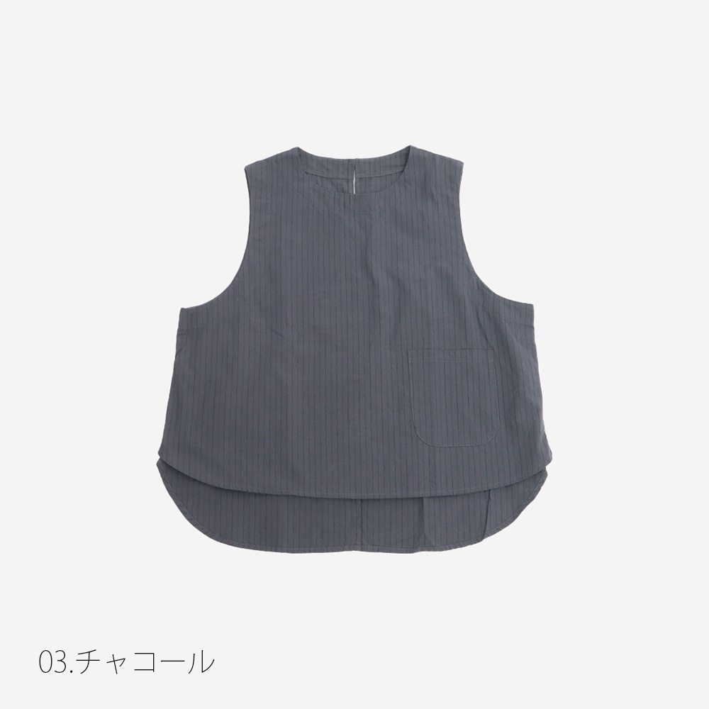 NARU(ナル) コットンクロスストライプワッシャー ラウンドベスト 670837