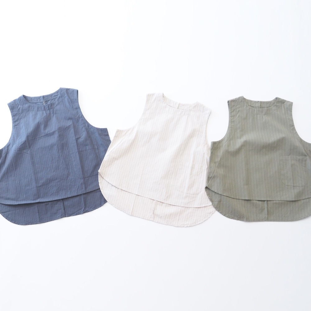 NARU(ナル) コットンクロスストライプワッシャー ラウンドベスト 670837