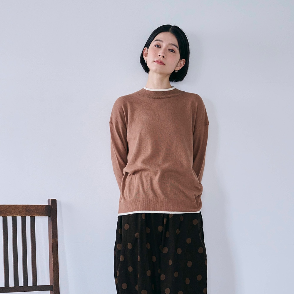 NARU(ナル) ムースヤーン バイカラーハイネックニット 673700