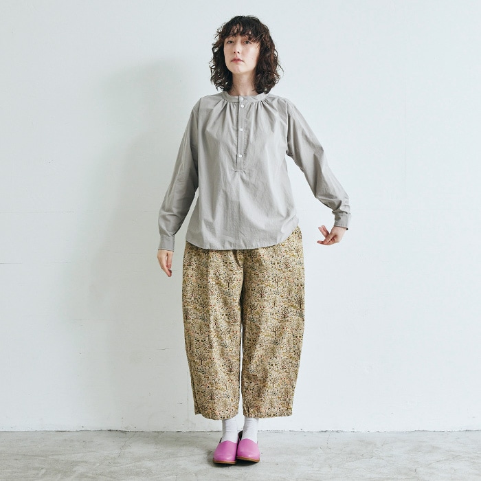 NARU(ナル) 近江晒50sブロード ヘンリーネックシャツ 652901