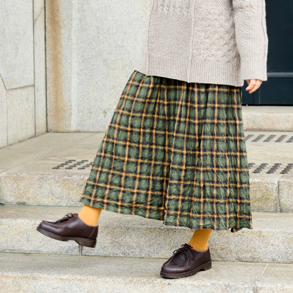 NARU(ナル) へリンボンシャーリングチェック スカート 666916