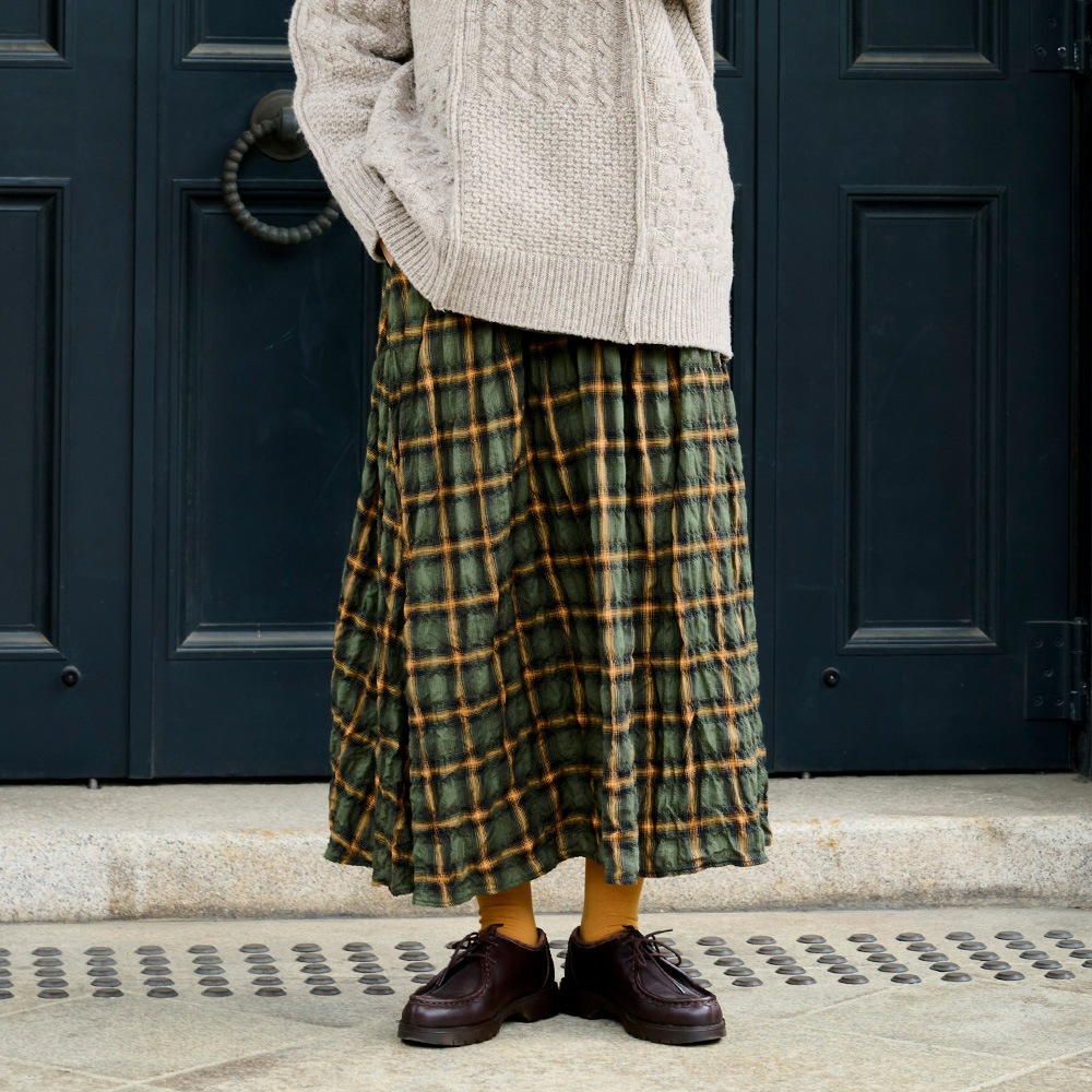 NARU(ナル) へリンボンシャーリングチェック スカート 666916