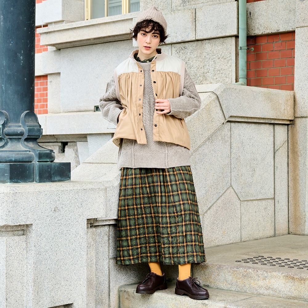 NARU(ナル) へリンボンシャーリングチェック スカート 666916