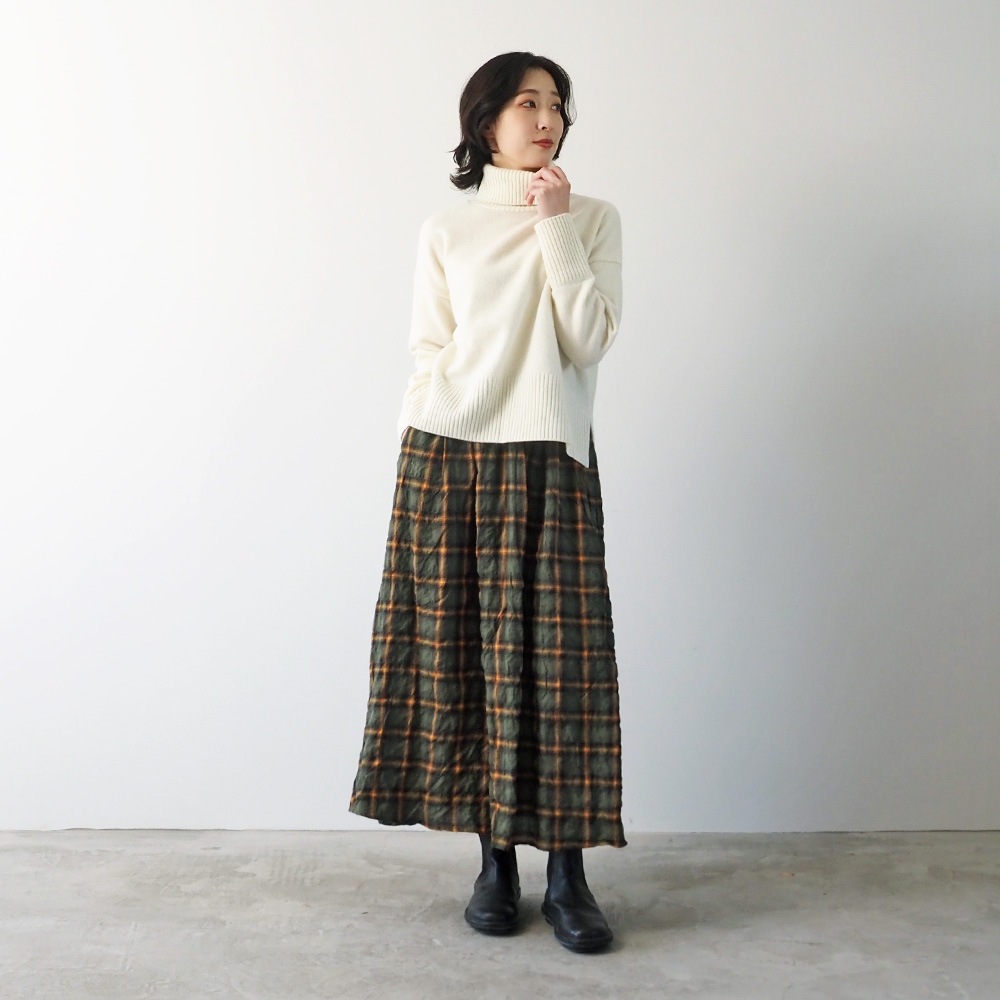 NARU(ナル) へリンボンシャーリングチェック スカート 666916