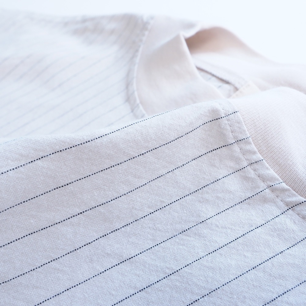 NARU(ナル) コットンクロスストライプワッシャー ワイドT 670836