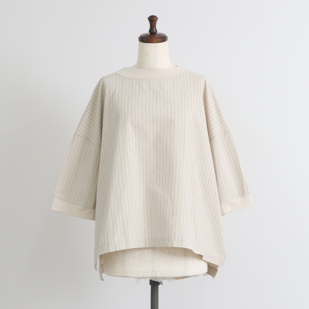 NARU(ナル) コットンクロスストライプワッシャー ワイドT 670836