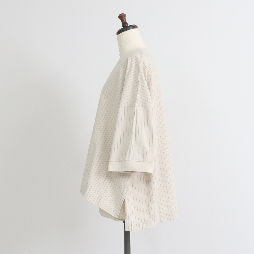 NARU(ナル) コットンクロスストライプワッシャー ワイドT 670836