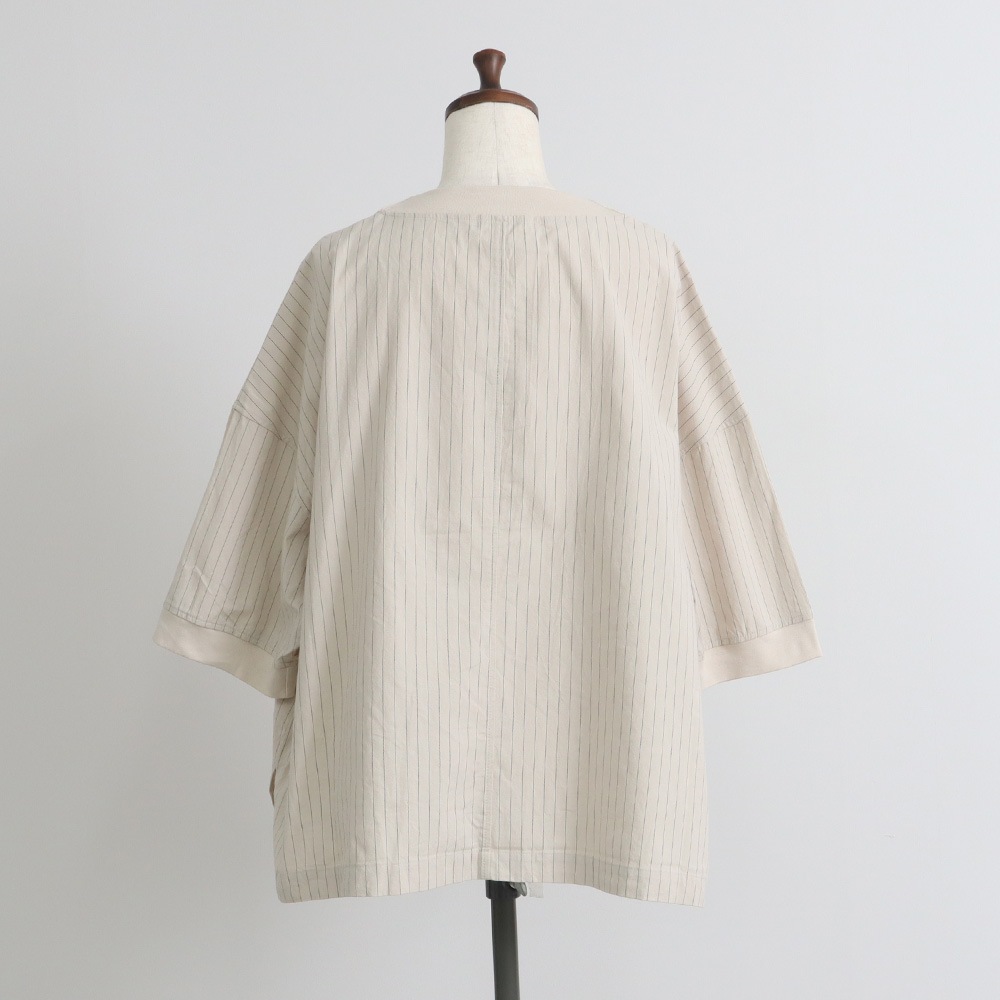 NARU(ナル) コットンクロスストライプワッシャー ワイドT 670836