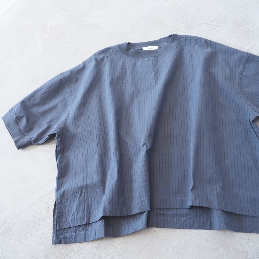 NARU(ナル) コットンクロスストライプワッシャー ワイドT 670836