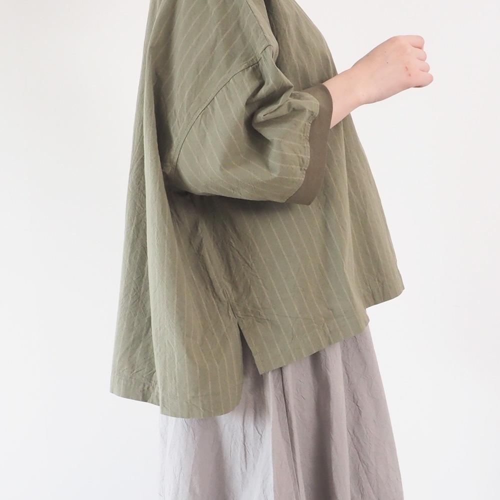 NARU(ナル) コットンクロスストライプワッシャー ワイドT 670836