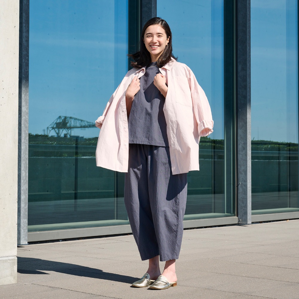 NARU(ナル) コットンクロスストライプワッシャー ワイドT 670836