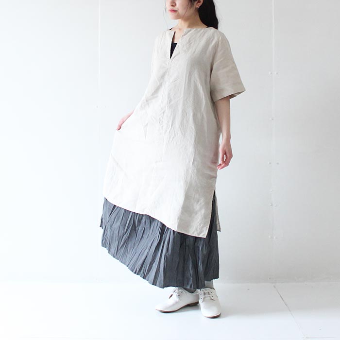 NARU(ナル) 病みつきになる涼しさ!シャリっと快適フレンチリネンロングチュニック 637826