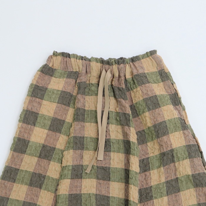 NARU(ナル) バンピーリネンブロックチェック フレアスカート 649856