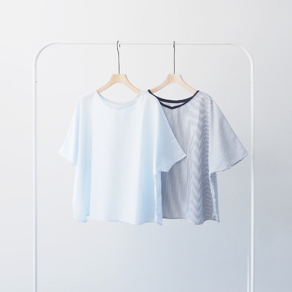 NARU(ナル) コットンリネン交織ストライプ バトーブラウス 664901