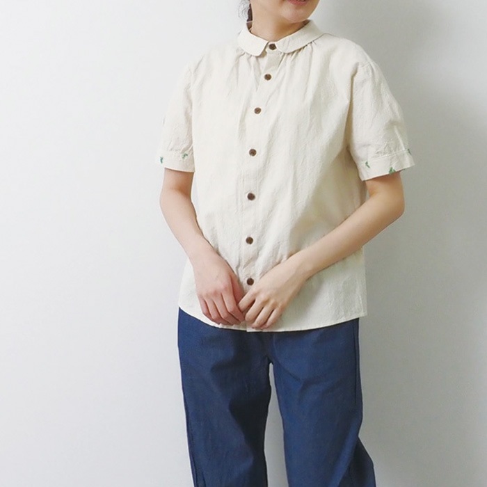 NARU(ナル) シーチングハンドワッシャー×十二支柄刺繍 ブラウス 655850