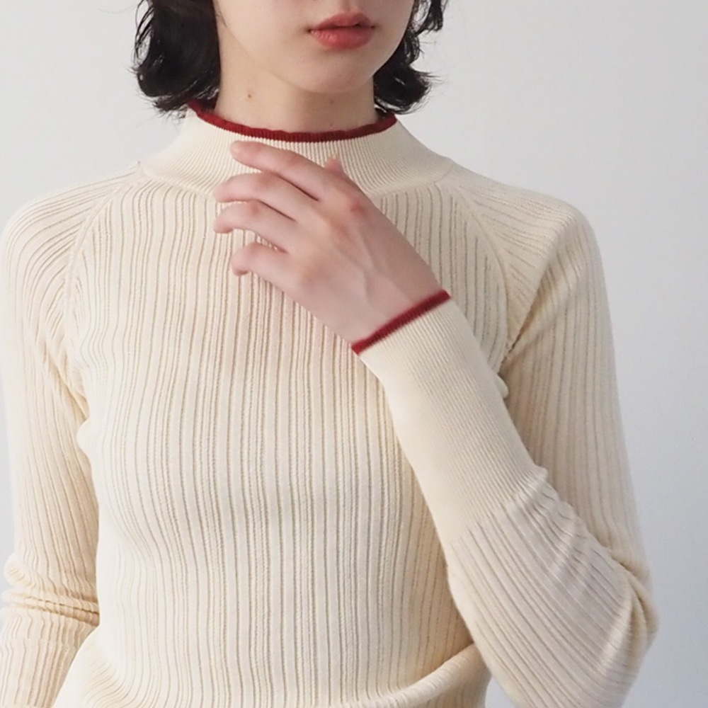 NARU(ナル) ランダムリブニット バイカラーハイネックニット 656707