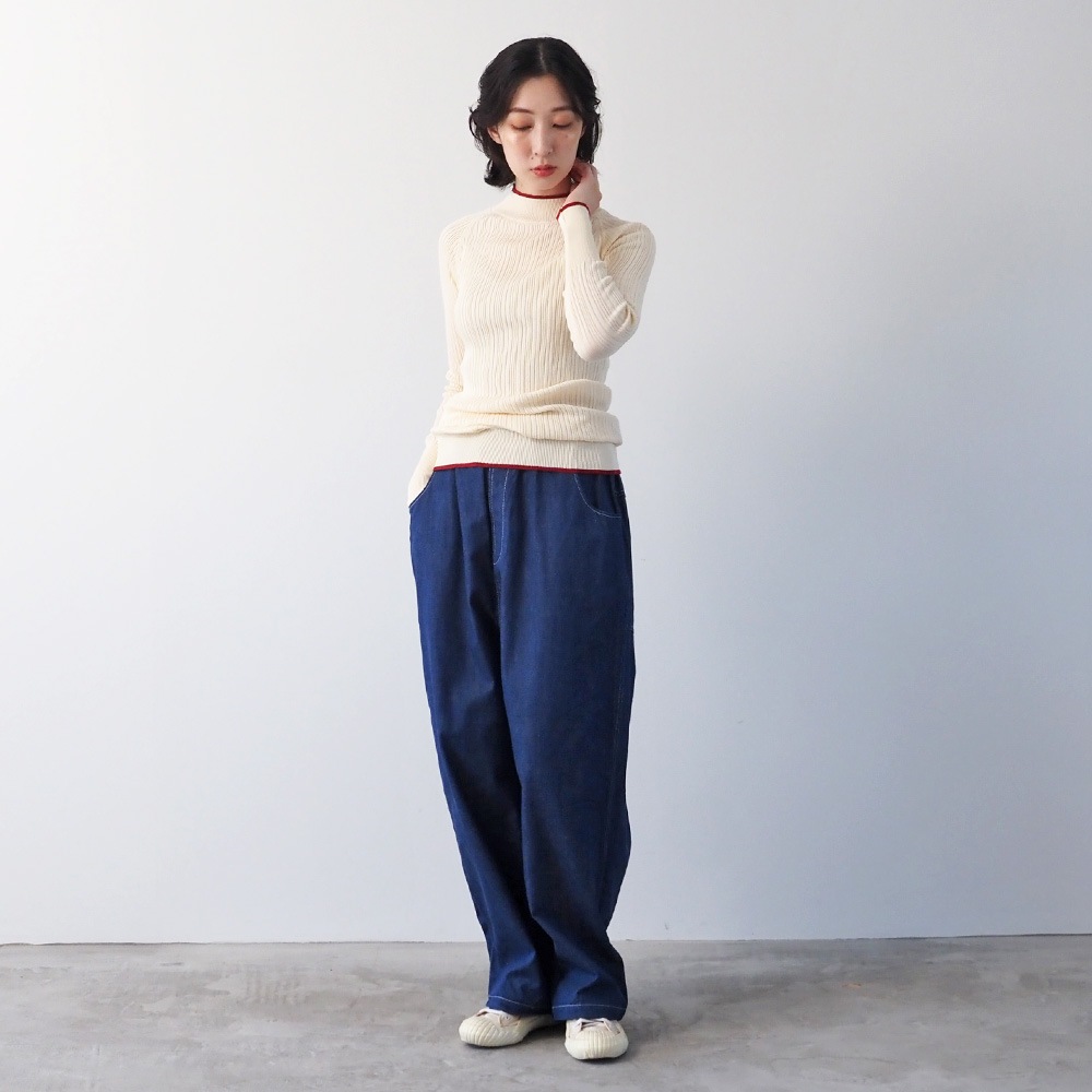 NARU(ナル) ランダムリブニット バイカラーハイネックニット 656707