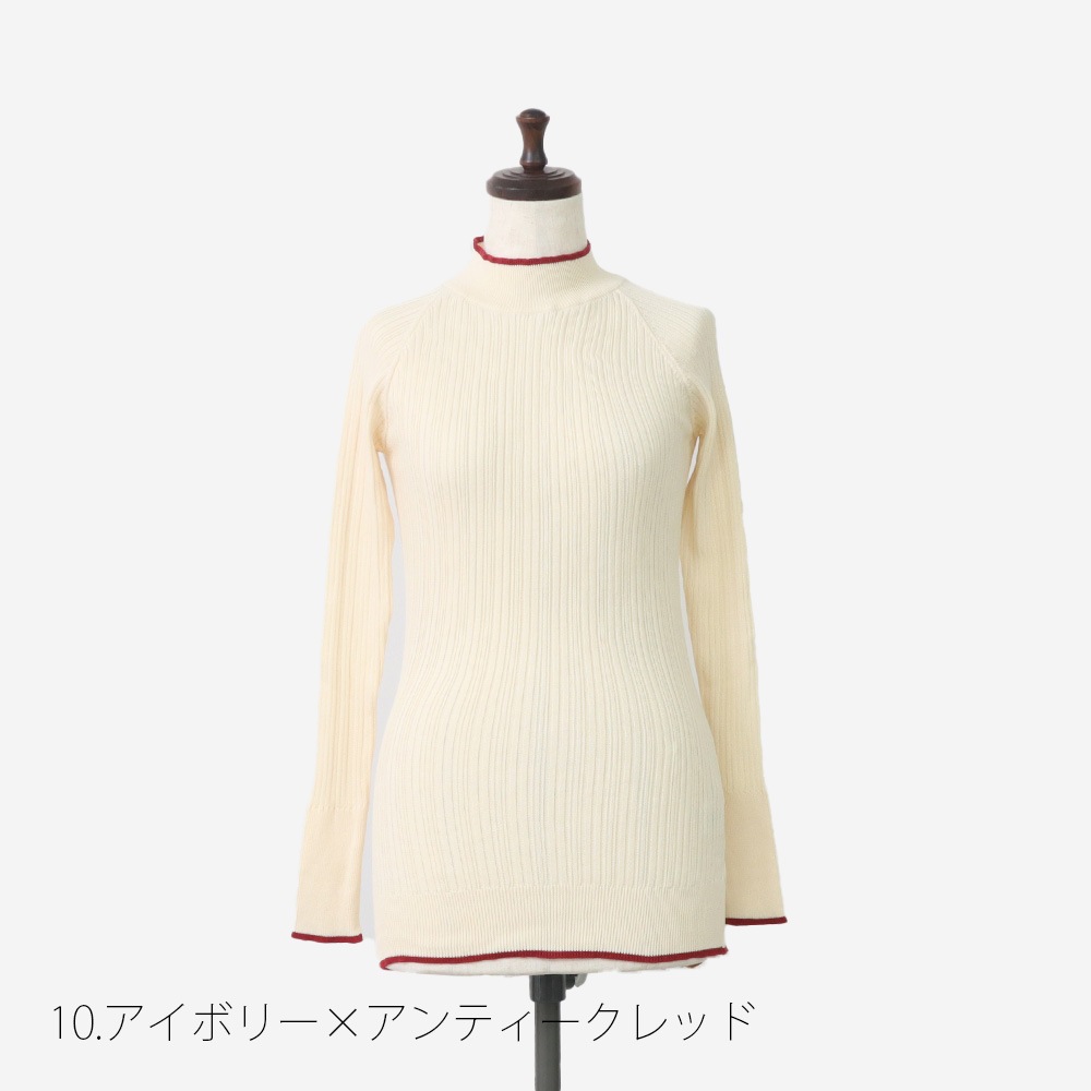 NARU(ナル) ランダムリブニット バイカラーハイネックニット 656707