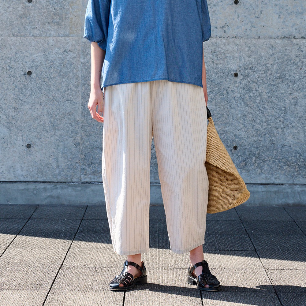 【予約】NARU(ナル) コットンクロスストライプワッシャー エッグパンツ 6708351