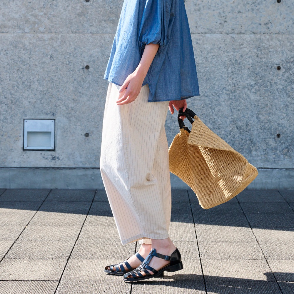 【予約】NARU(ナル) コットンクロスストライプワッシャー エッグパンツ 6708351