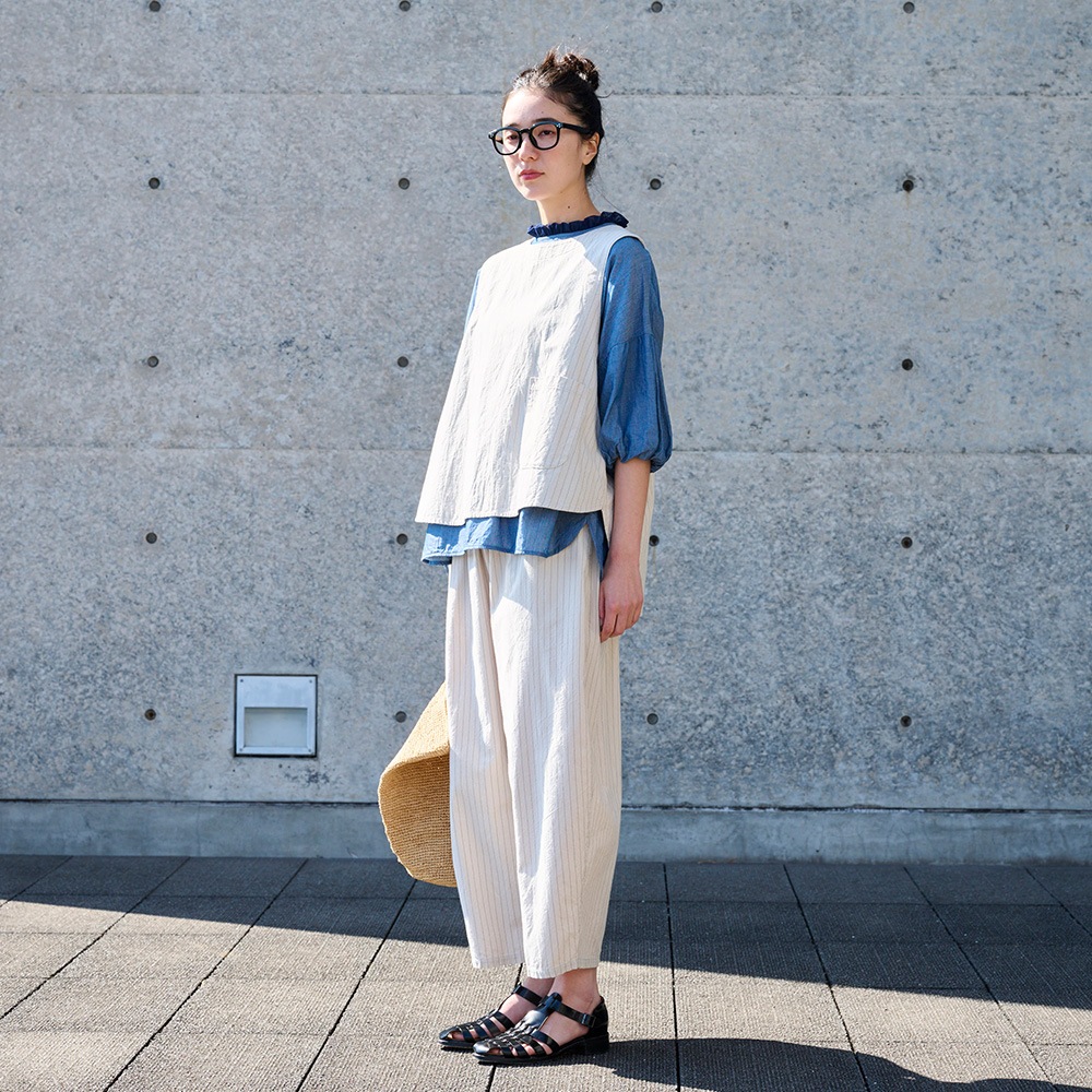 【予約】NARU(ナル) コットンクロスストライプワッシャー エッグパンツ 6708351