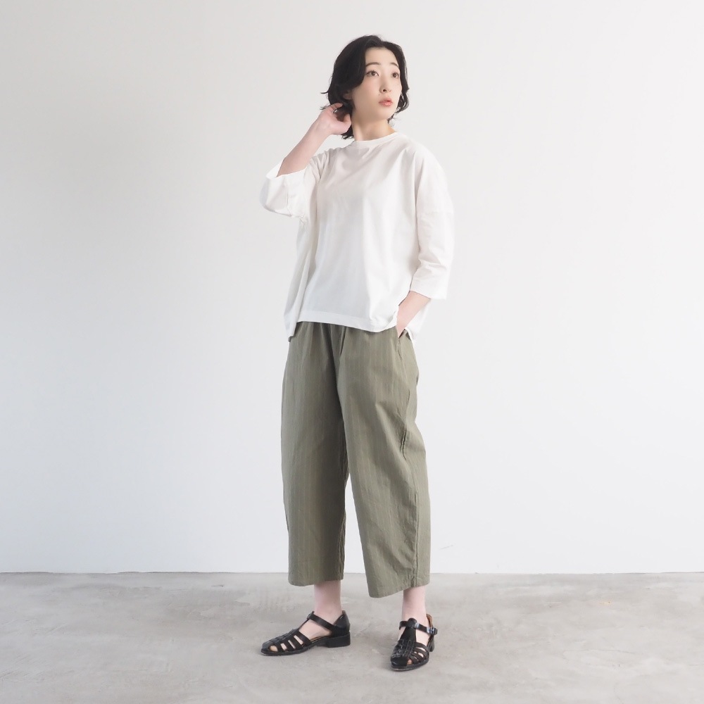 【予約】NARU(ナル) コットンクロスストライプワッシャー エッグパンツ 6708351