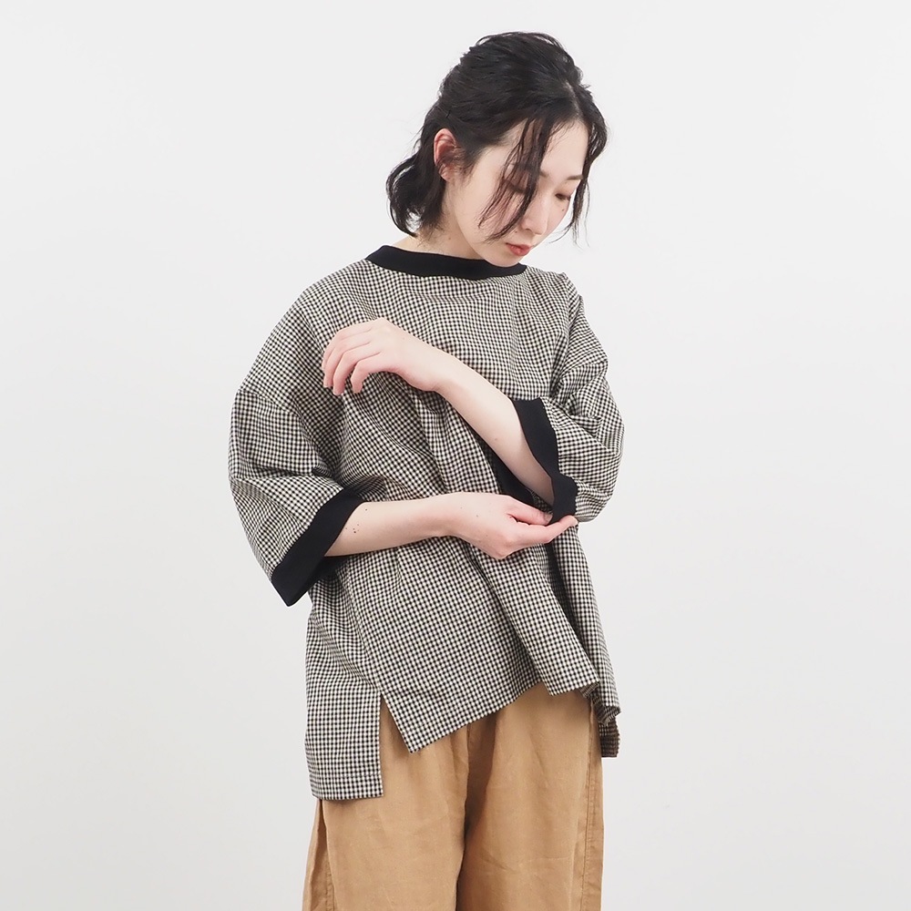 NARU(ナル) 綿麻チェック ワイドT 654843
