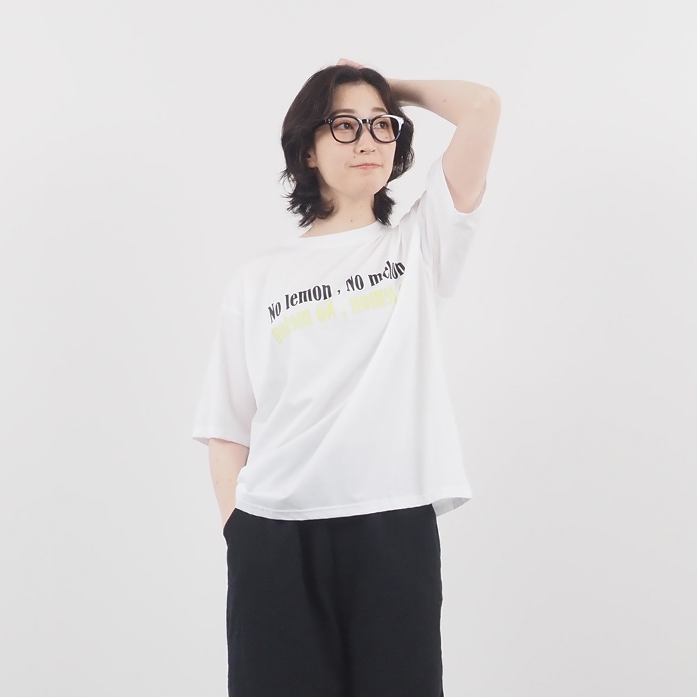 NARU(ナル) マイヴィスC微強撚天竺 No lemon, No melon プリントT 663200