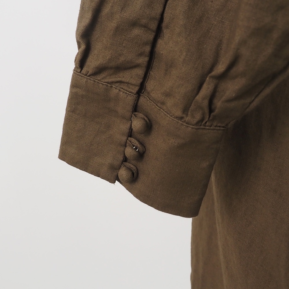 【予約】【kawasakiさんコラボ】NARU(ナル) コットンリネンフリルネックブラウス 6W-ks-01