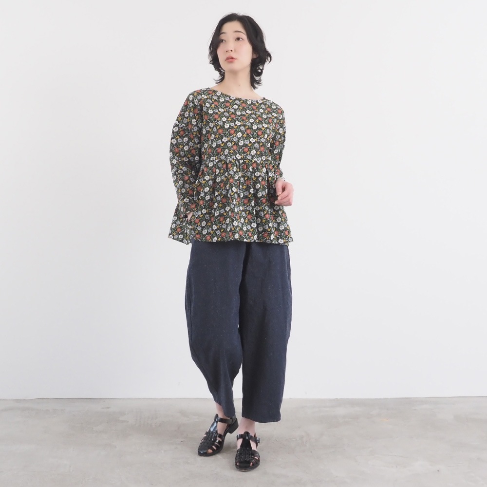 NARU(ナル) 80ローン塩縮ボタニカルフラワー ギャザーチュニック 670855