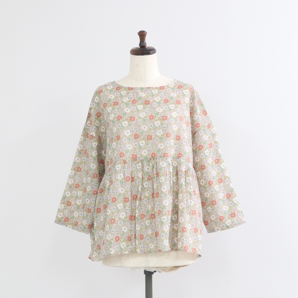 NARU(ナル) 80ローン塩縮ボタニカルフラワー ギャザーチュニック 670855