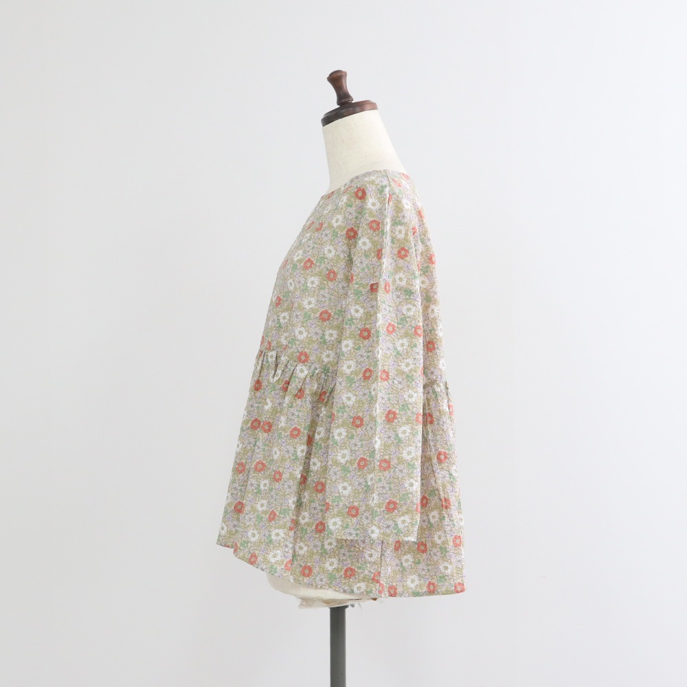 NARU(ナル) 80ローン塩縮ボタニカルフラワー ギャザーチュニック 670855