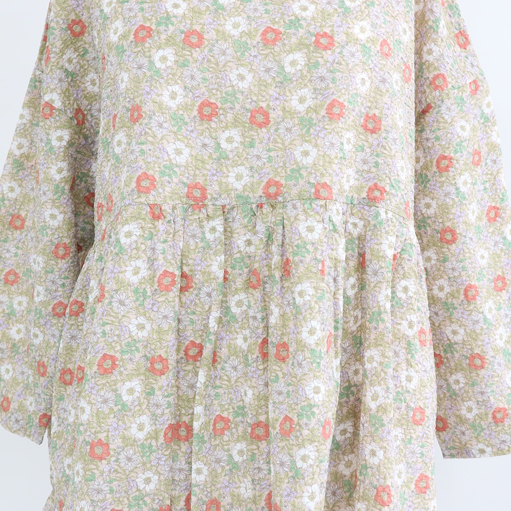 NARU(ナル) 80ローン塩縮ボタニカルフラワー ギャザーチュニック 670855