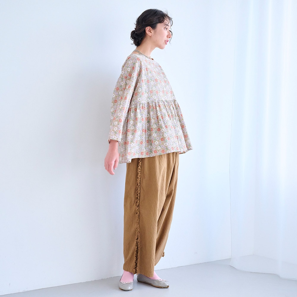 NARU(ナル) 80ローン塩縮ボタニカルフラワー ギャザーチュニック 670855