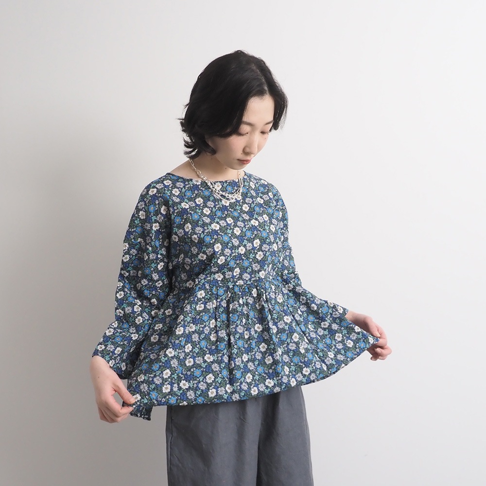 NARU(ナル) 80ローン塩縮ボタニカルフラワー ギャザーチュニック 670855