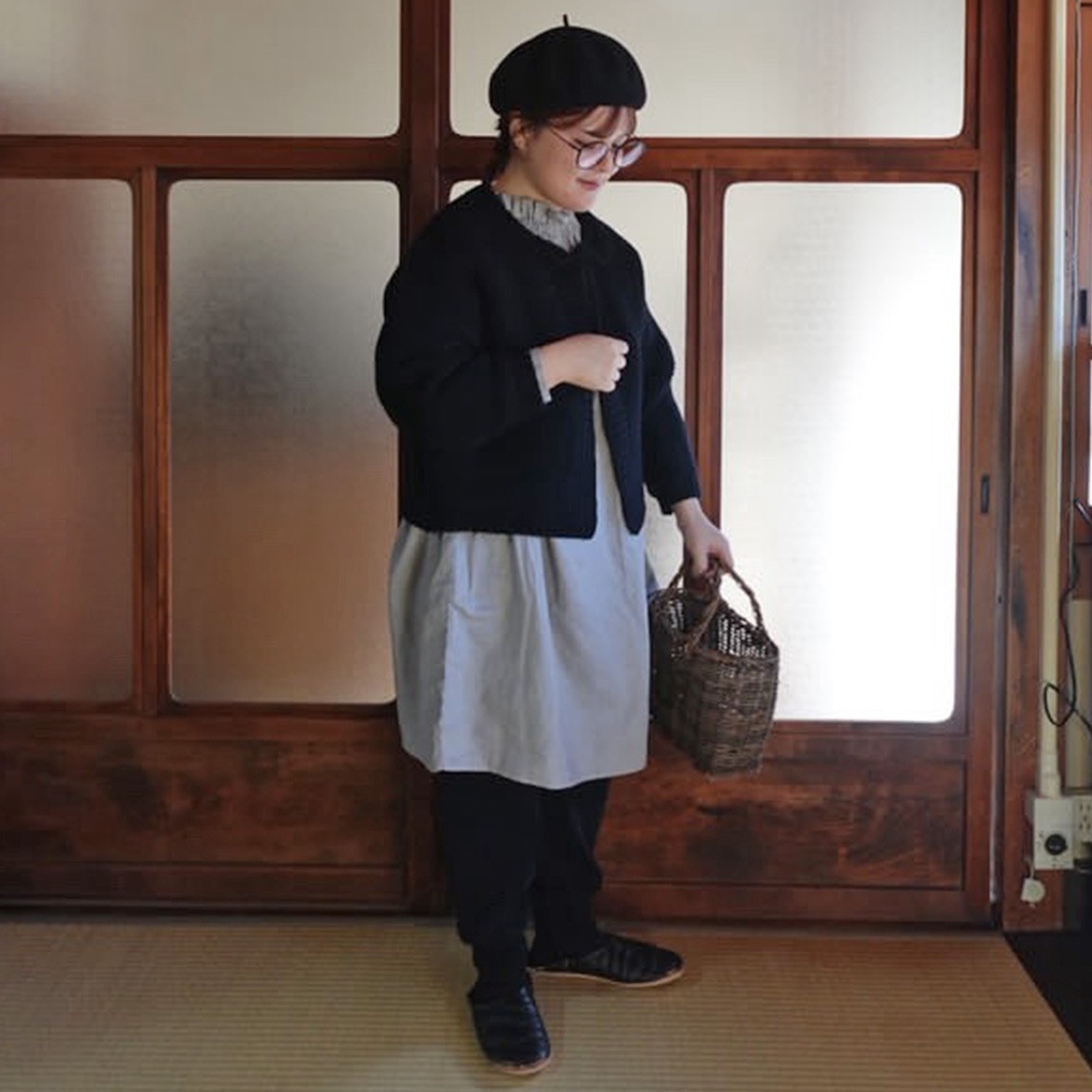 【予約】【kawasakiさんコラボ】NARU(ナル) タスマニアラムウールざっくりニットリボンカーデ 6W-ks-02