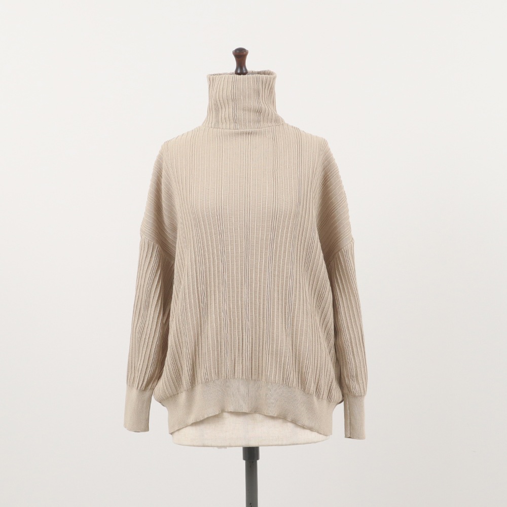 NARU(ナル) 綿コーマ　ワイドリブ　タートルネックセーター 650740