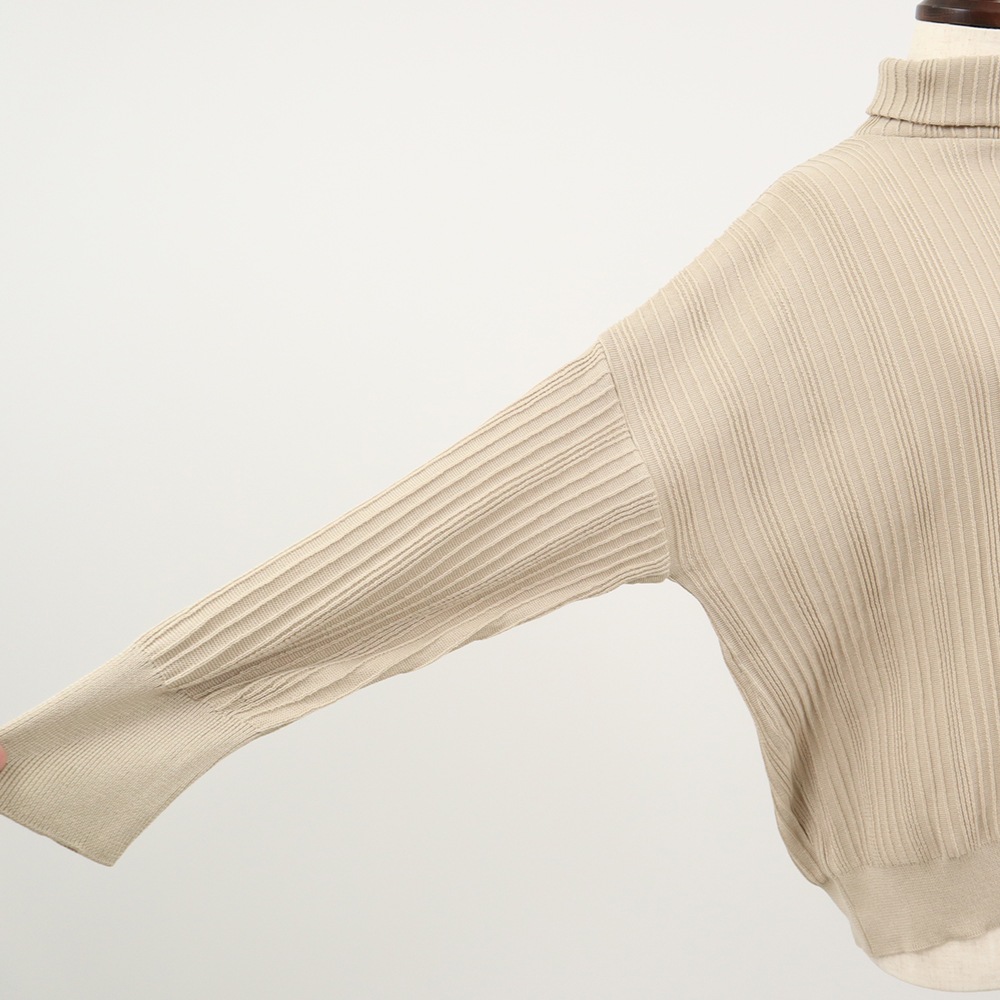 NARU(ナル) 綿コーマ　ワイドリブ　タートルネックセーター 650740