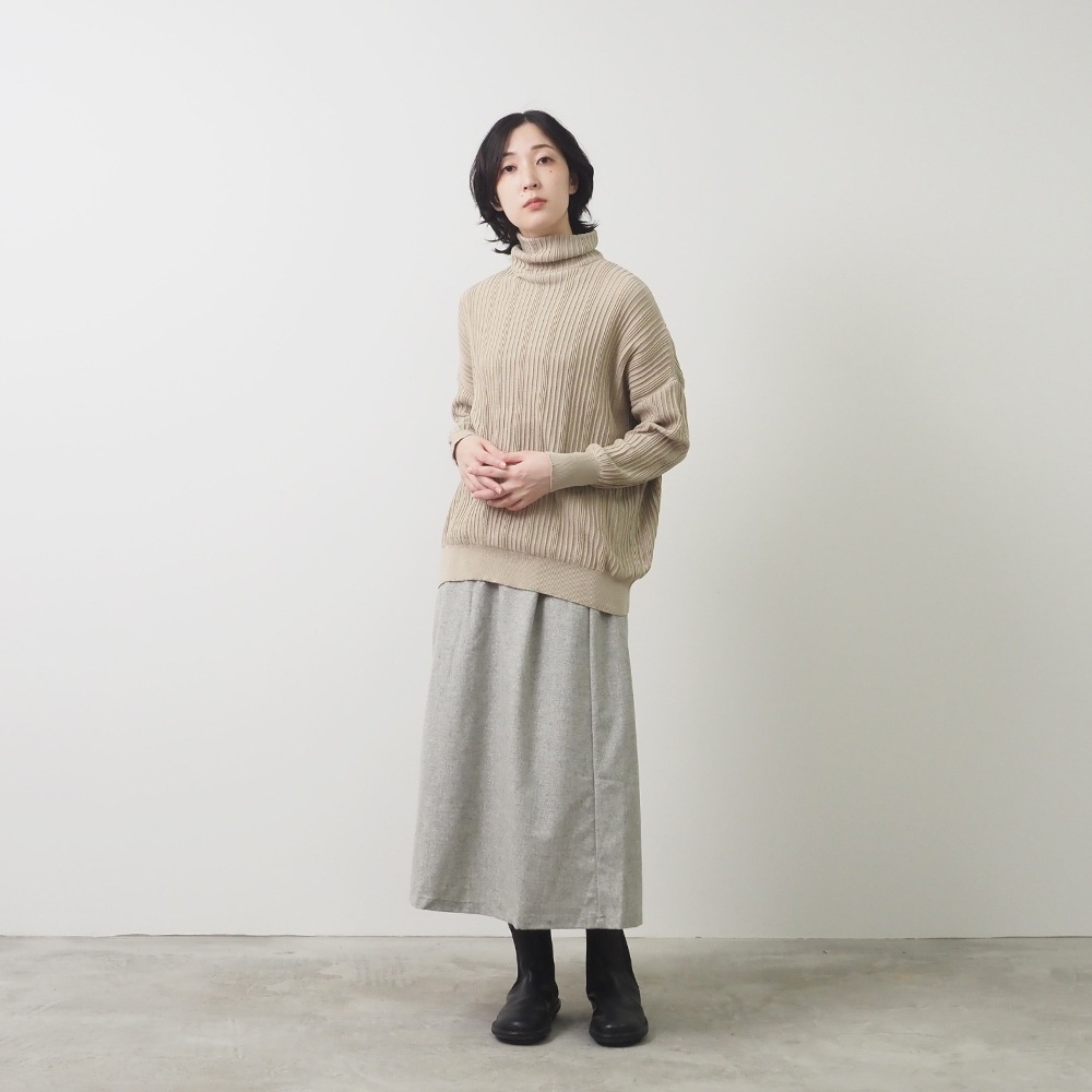 NARU(ナル) 綿コーマ　ワイドリブ　タートルネックセーター 650740