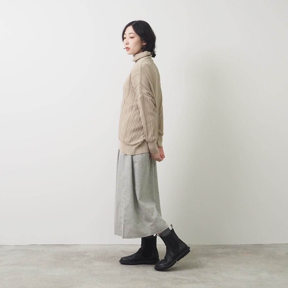 NARU(ナル) 綿コーマ　ワイドリブ　タートルネックセーター 650740