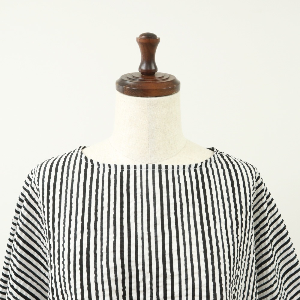 NARU(ナル) 60ローンリップルチェック＆ストライプ ゆったりブラウス 649831