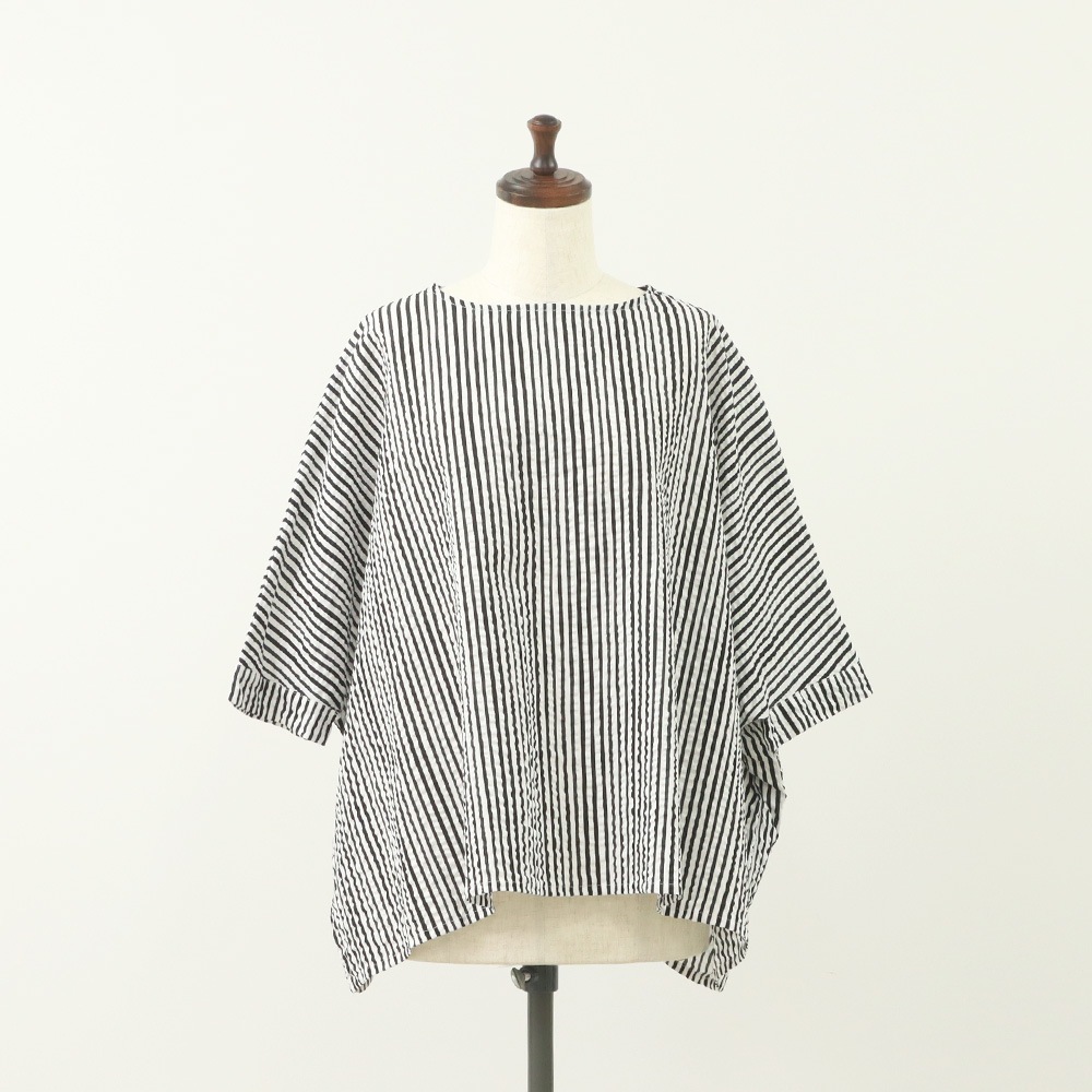 NARU(ナル) 60ローンリップルチェック＆ストライプ ゆったりブラウス 649831