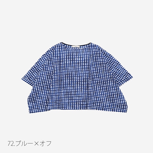 NARU(ナル) 60ローンリップルチェック＆ストライプ ゆったりブラウス 649831