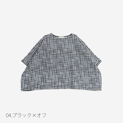 NARU(ナル) 60ローンリップルチェック＆ストライプ ゆったりブラウス 649831